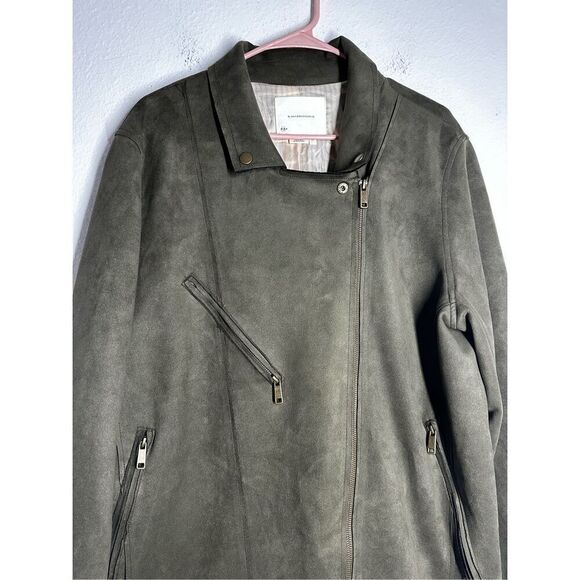 Anthropologie Ripley Sueded Longline Moto Jacket Color Olive Size XL - Picture 2 of 15